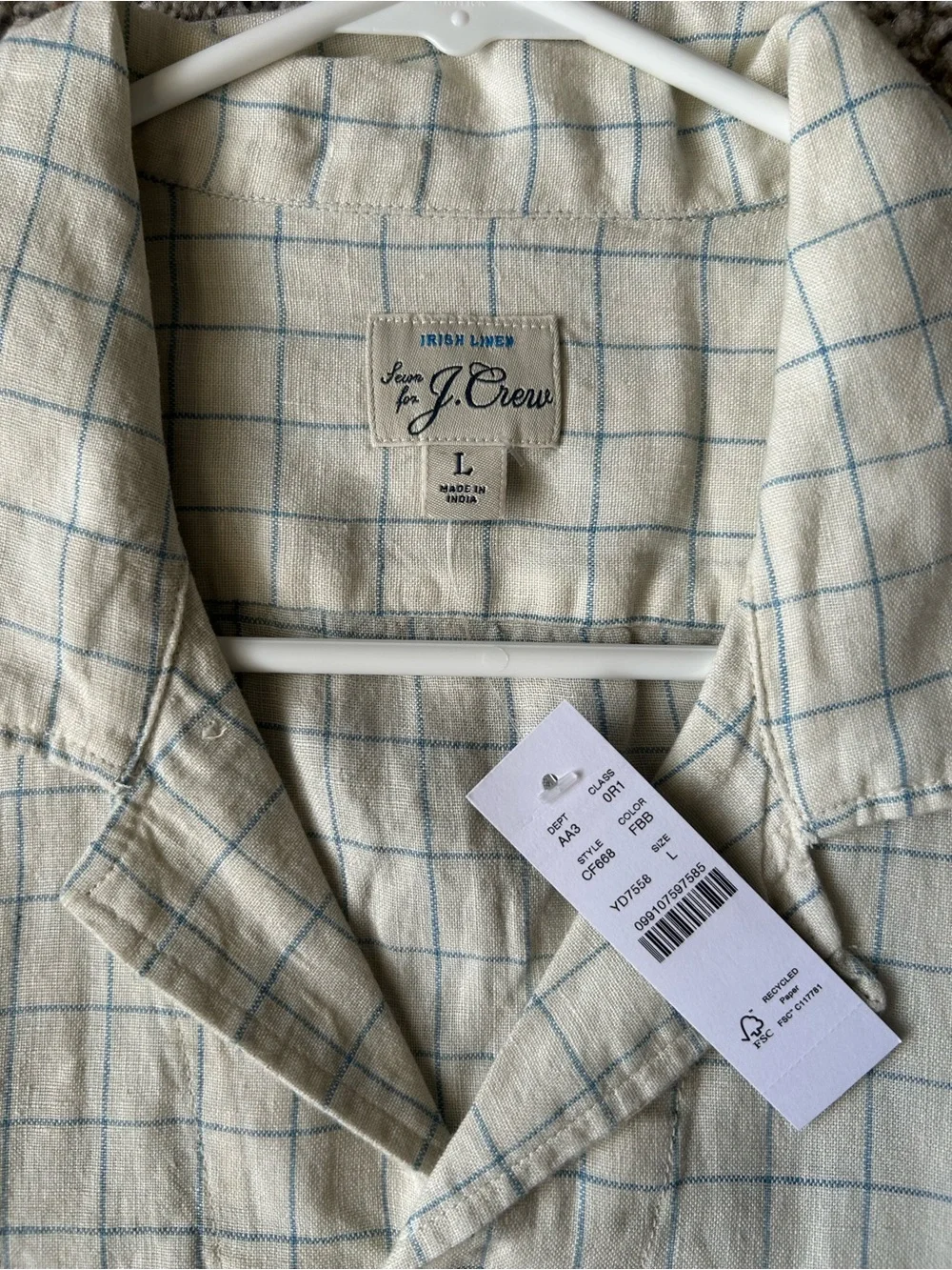 NWT J. Crew Light Cream Plaid Button-Up Shirt Jacket